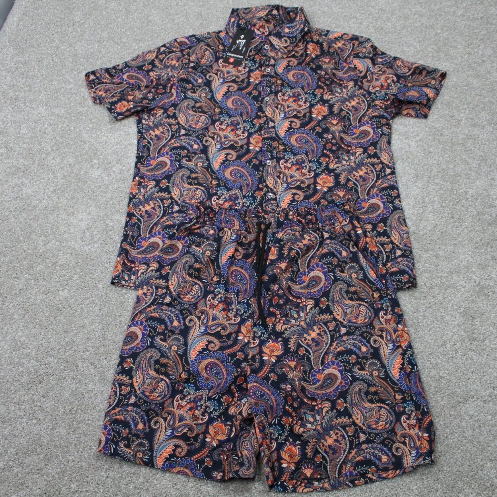Daupanzees 2pc Shirt Suits NWT Mens Medium Floral Luxury Casual Top‎ & Bottom